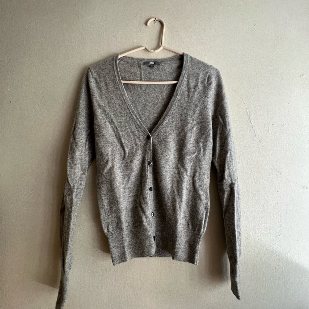 UNIQLO Cashmere Cardigan, Gray, XS